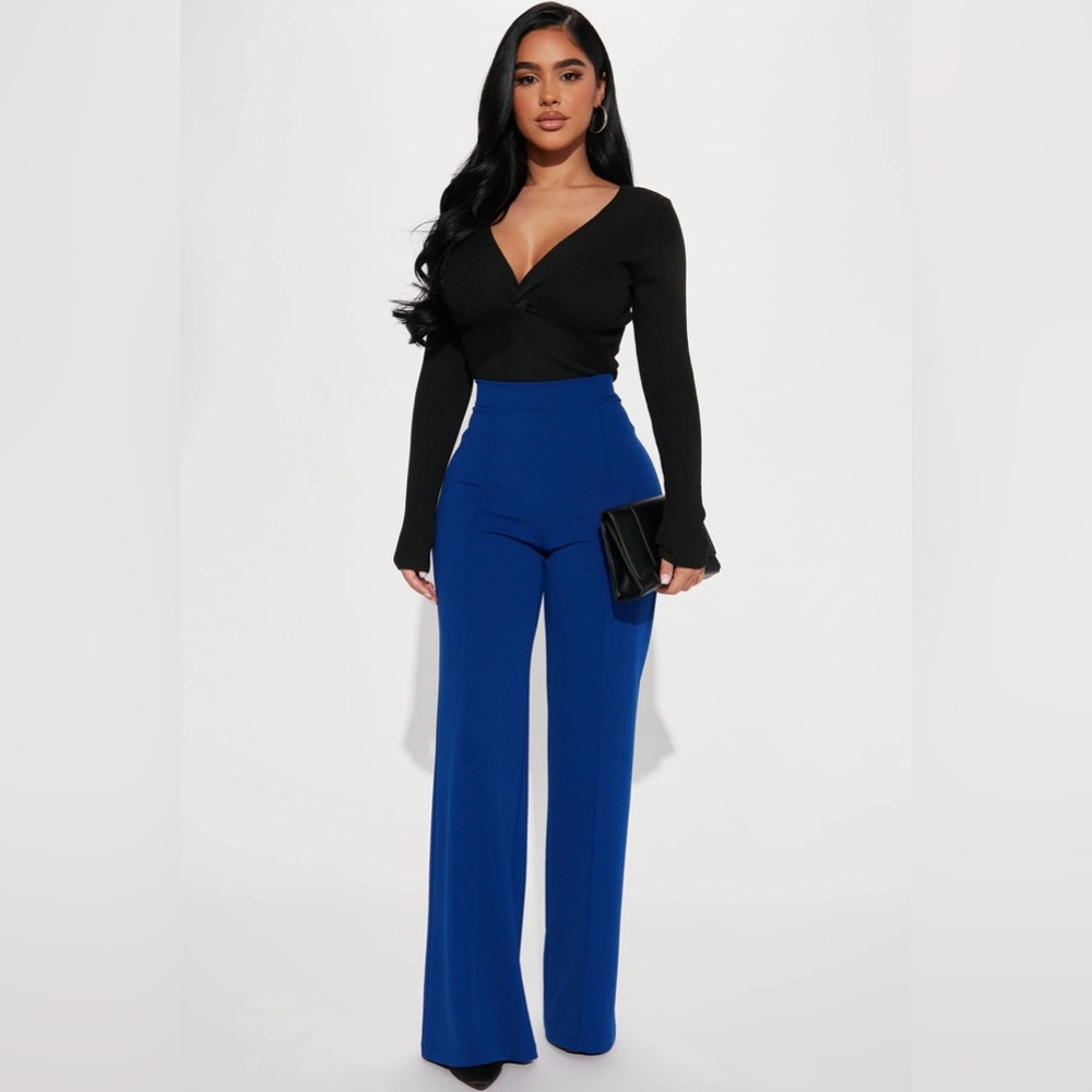 Fashion Nova High Waisted Victoria Pant Small Royal Blue
